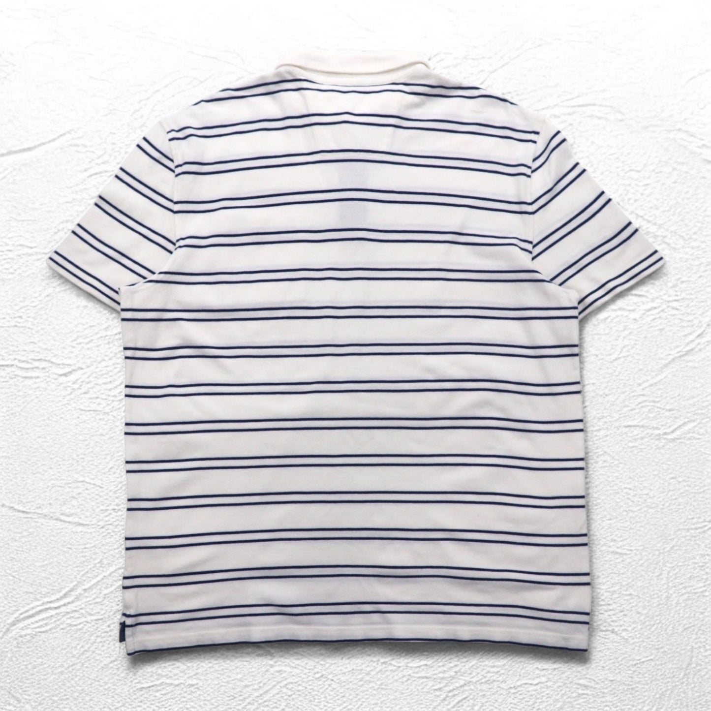 NAUTICA ボーダー ポロシャツ 3XL ホワイト ネイビー 鹿の子 ビッグサイズ ワンポイントロゴ刺繍