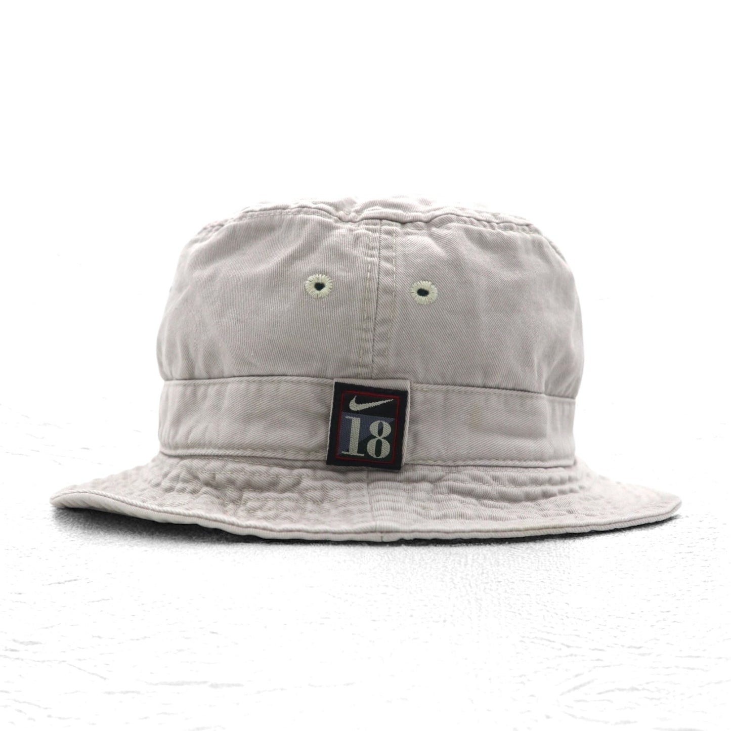 NIKE 90年代 銀タグ スウォッシュ 刺繍 バケットハット L ベージュ コットン
