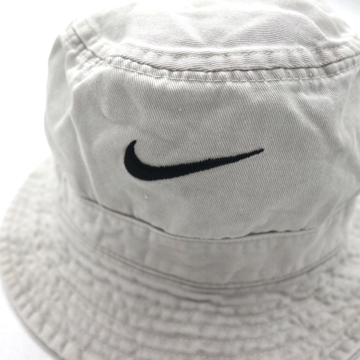 NIKE 90年代 銀タグ スウォッシュ 刺繍 バケットハット L ベージュ コットン