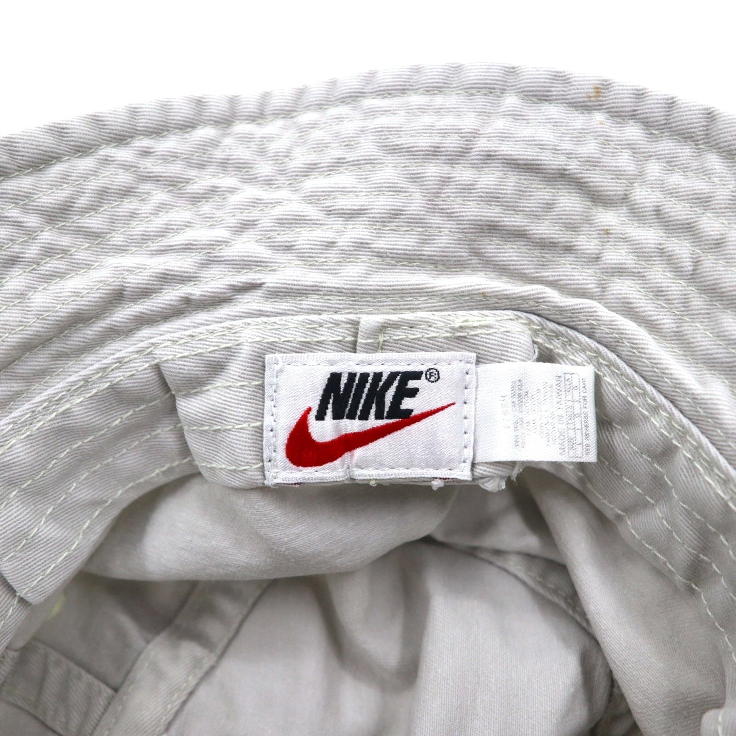 NIKE 90年代 銀タグ スウォッシュ 刺繍 バケットハット L ベージュ コットン