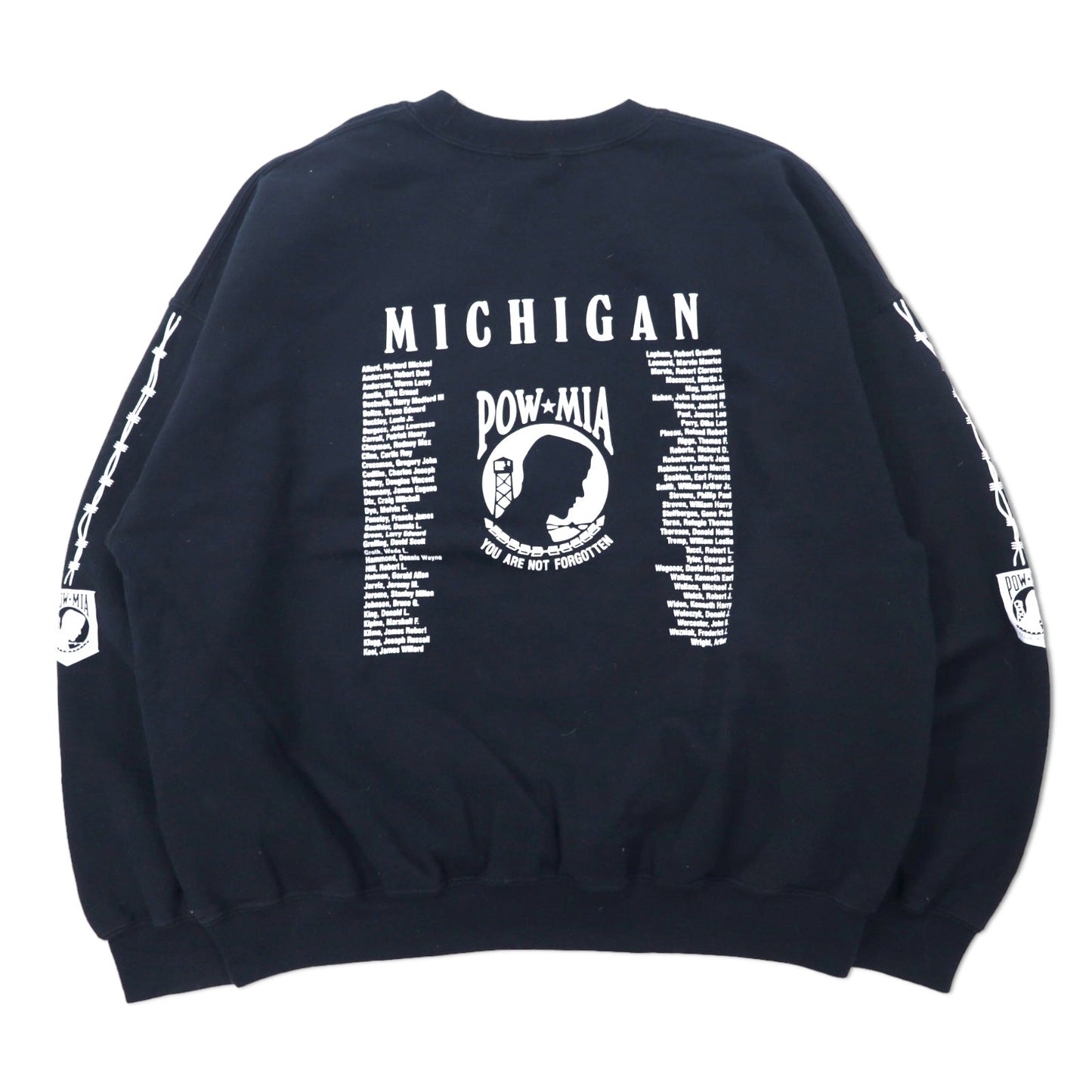 GILDAN プリント スウェット 2XL ブラック コットン 裏起毛 両面プリント POW MIA ベトナム戦争