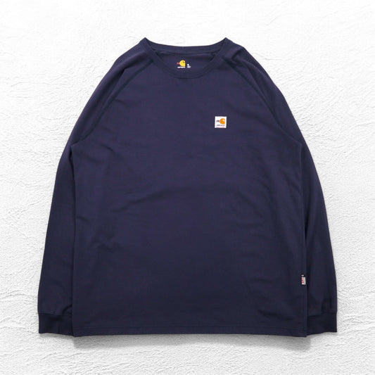 carhartt FORCE 難燃 FR ロングスリーブ Tシャツ ロンT XL ネイビー ストレッチ 102904-410 メキシコ製