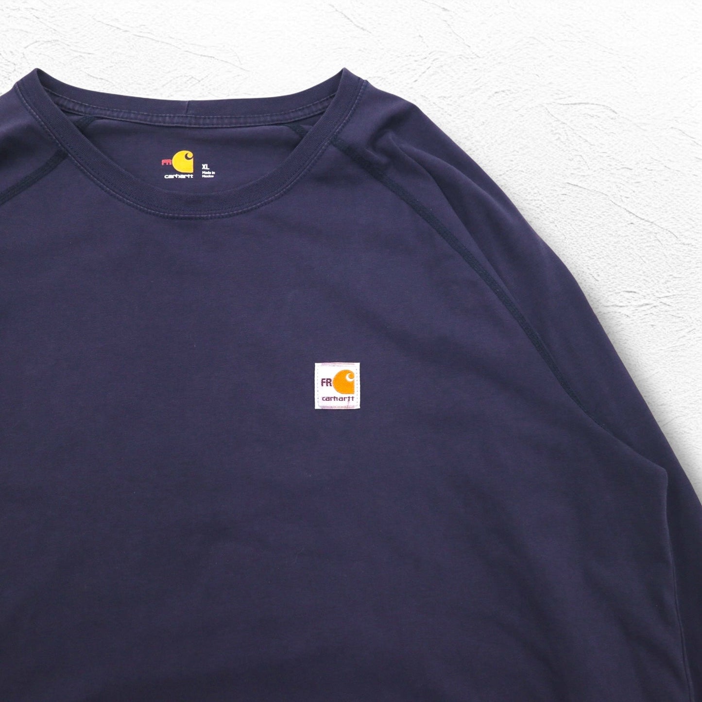 carhartt FORCE 難燃 FR ロングスリーブ Tシャツ ロンT XL ネイビー ストレッチ 102904-410 メキシコ製