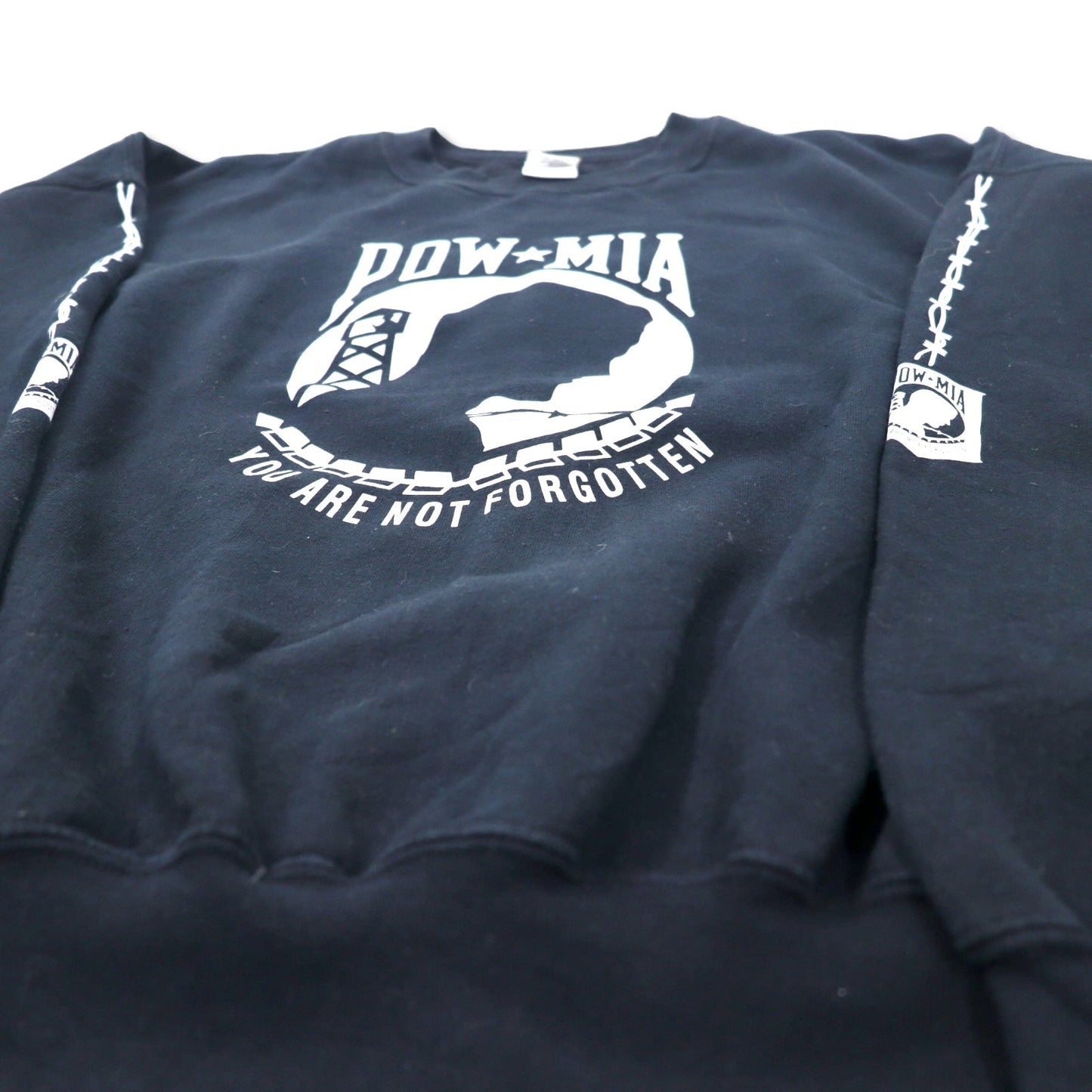 GILDAN プリント スウェット 2XL ブラック コットン 裏起毛 両面プリント POW MIA ベトナム戦争