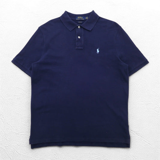 POLO RALPH LAUREN ポロシャツ M ネイビー コットン 鹿の子 スモールポニー刺繍