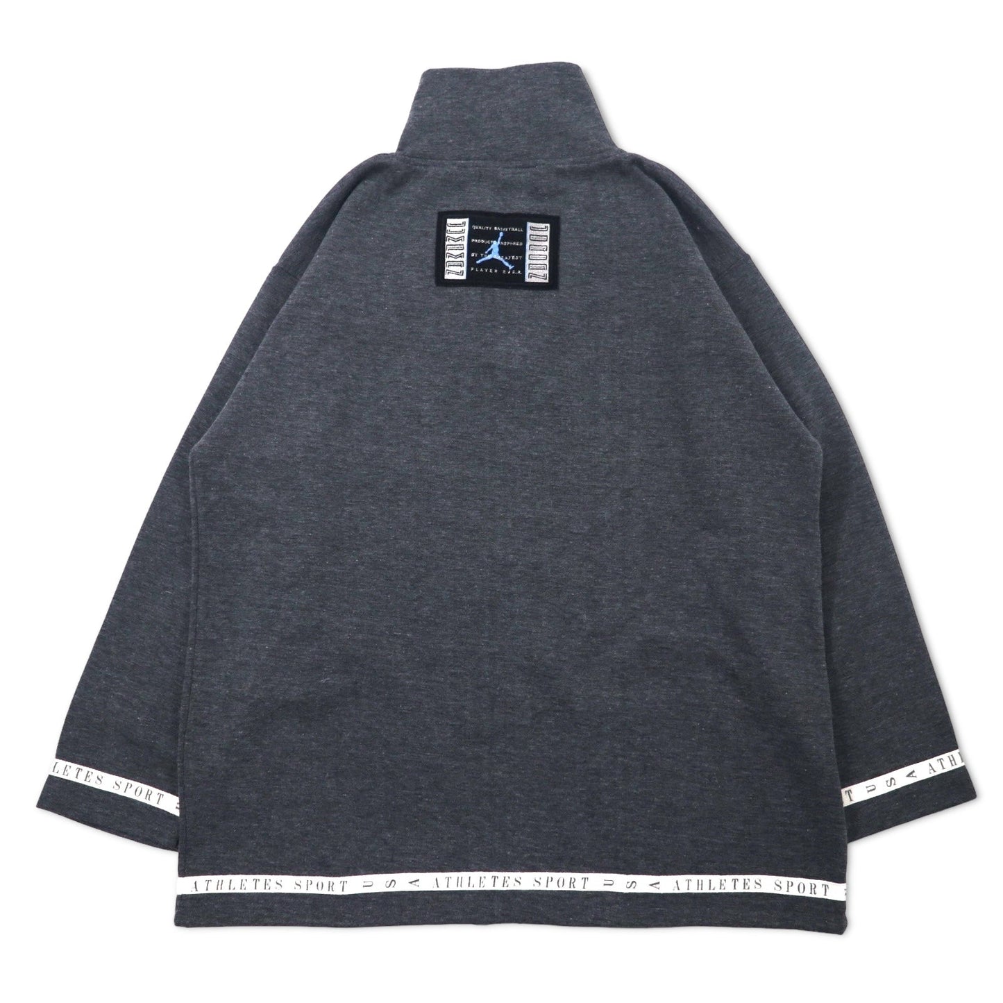 NIKE 90年代 ハーフジップ スウェット M グレー ポリエステル コットン 銀タグ センタースウォッシュロゴ刺繍 USA ATHLETES SPORT