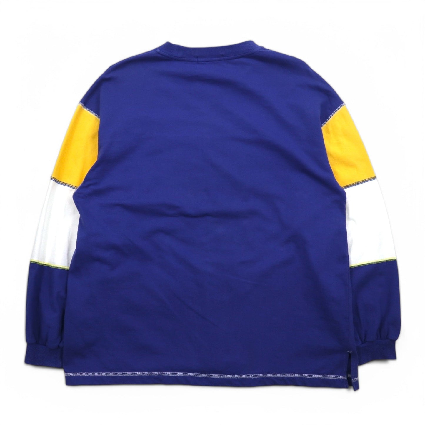 FILA 90年代 カラーブロック ロゴ スウェット M コットン ネイビー イエロー ホワイト