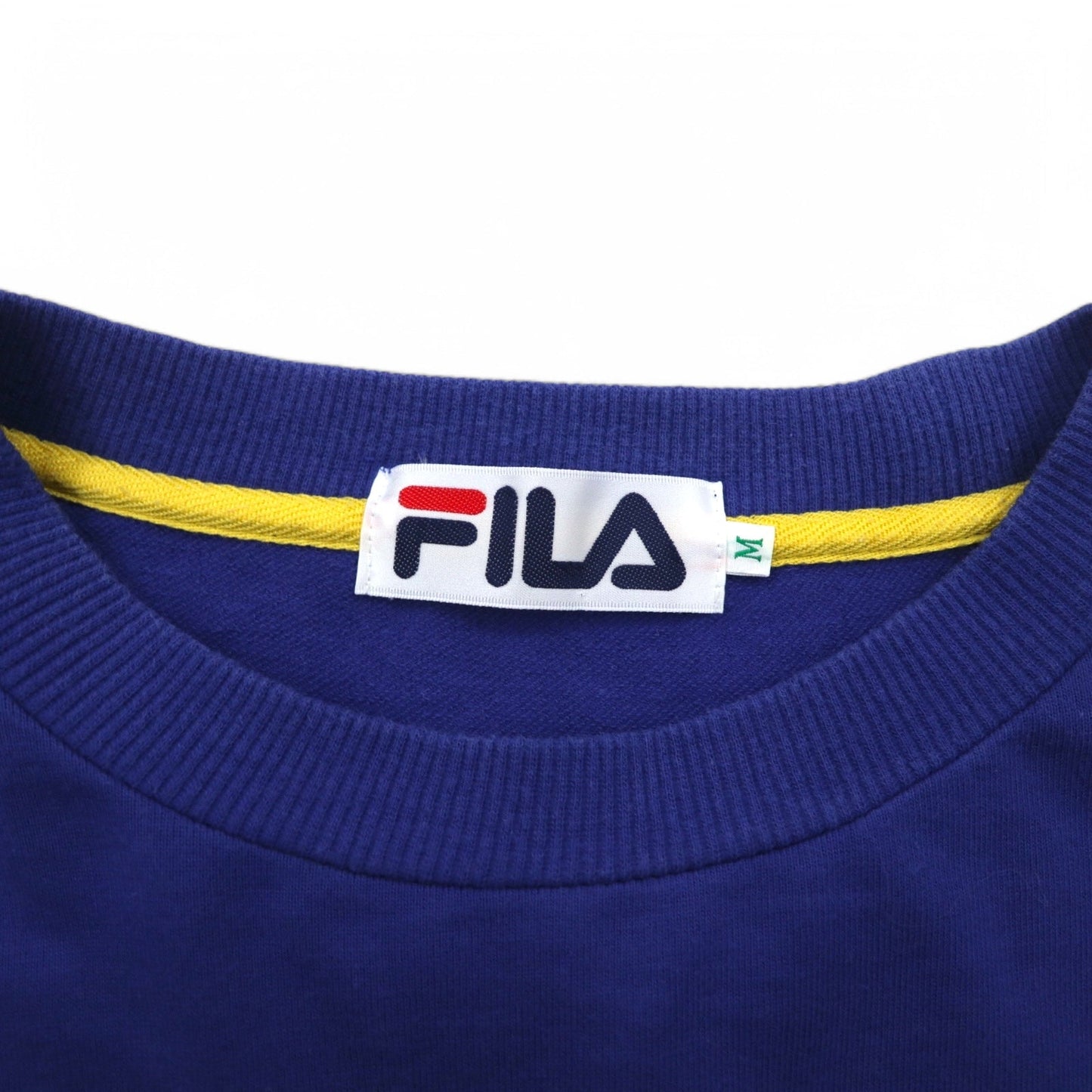 FILA 90年代 カラーブロック ロゴ スウェット M コットン ネイビー イエロー ホワイト