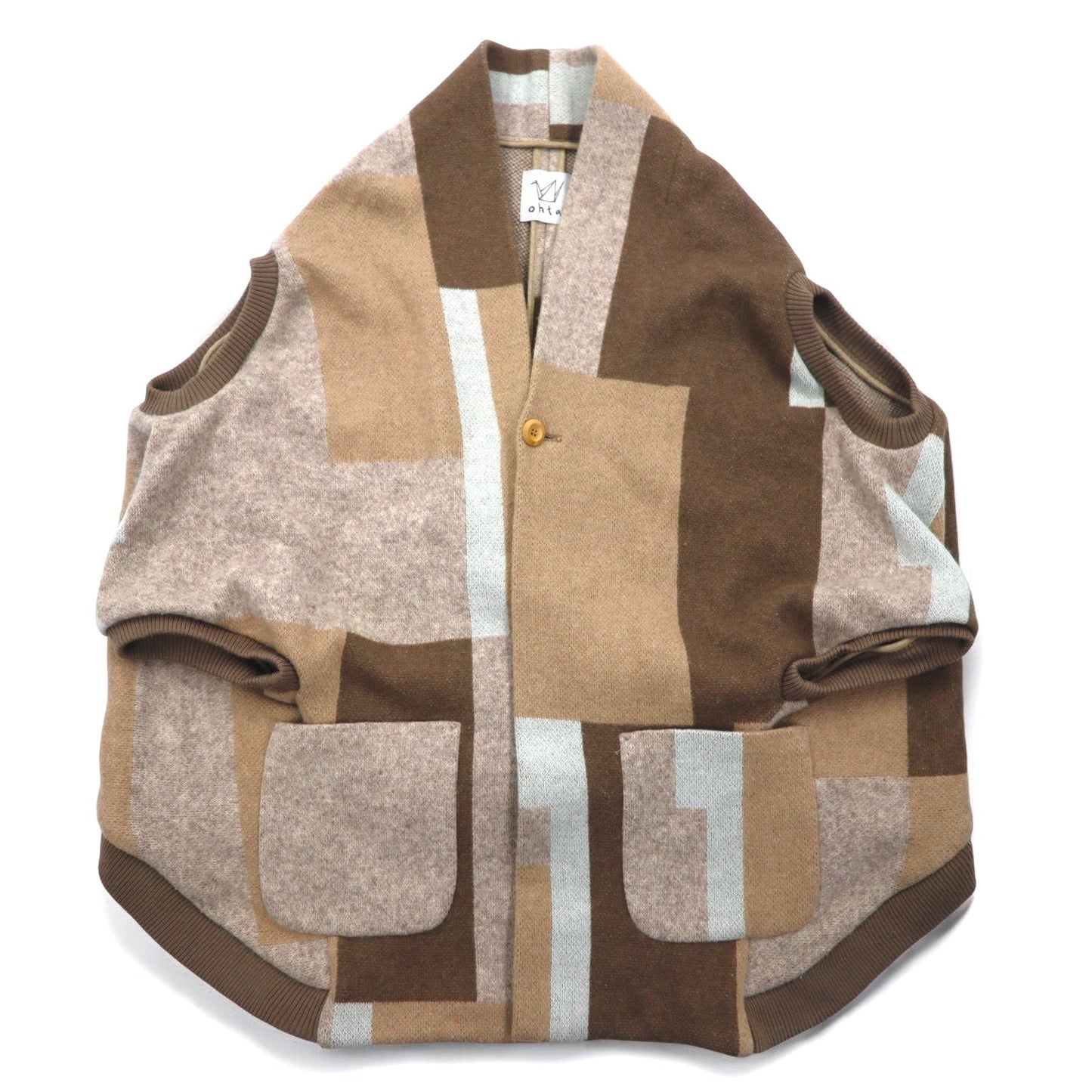 ohta ポンチョ カーディガン FREE ブラウン ベージュ マルチカラー アンゴラ 14aw-ha-pl 日本製