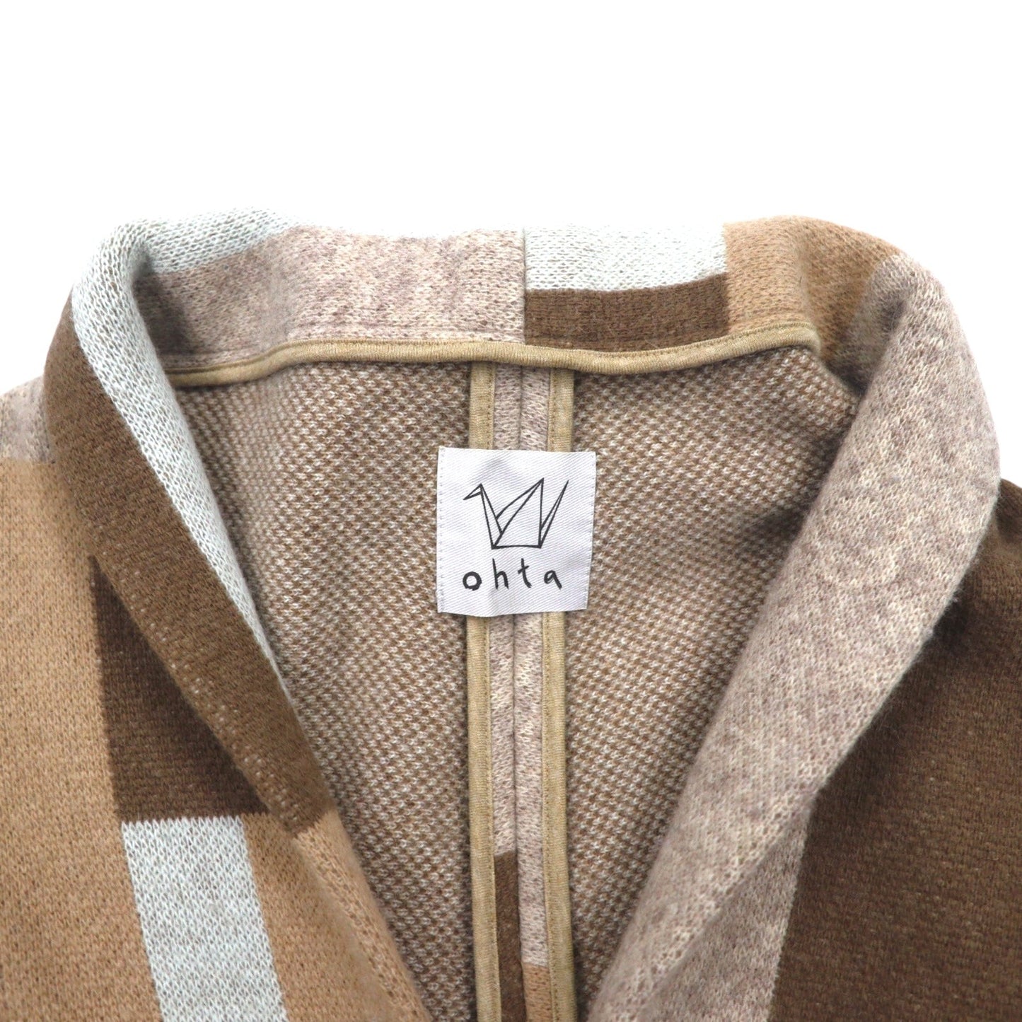 ohta ポンチョ カーディガン FREE ブラウン ベージュ マルチカラー アンゴラ 14aw-ha-pl 日本製