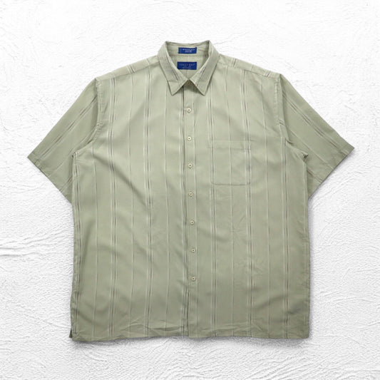 TOWN CRAFT 90年代 半袖シャツ 2XL ベージュ ストライプ ポリエステル 胸ポケット