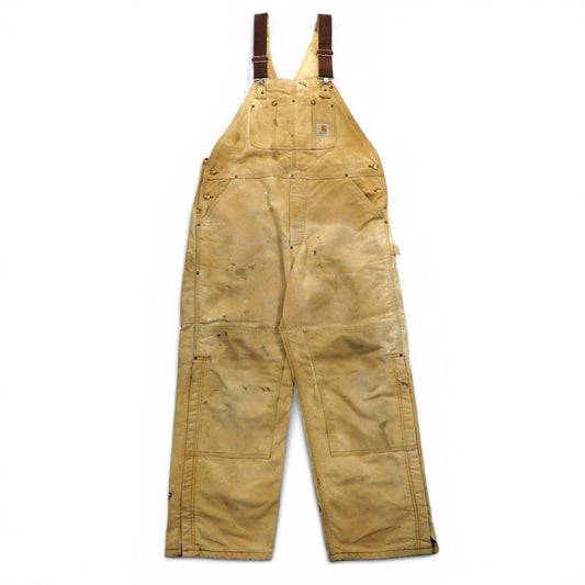 carhartt USA製 80年代 ダブルニー ビブ オーバーオール XL ベージュ ダック地 星形タグ 6FBQZ