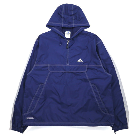adidas 00年代 ハーフジップ アノラック パーカー L ネイビー ナイロン