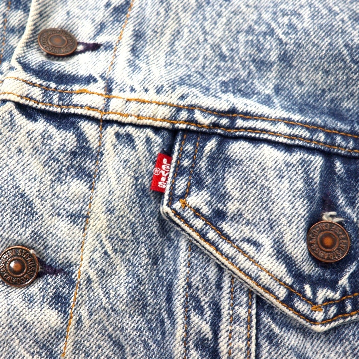 Levi's USA製 80年代 デニムジャケット Gジャン L ブルー ケミカルウォッシュ コットン 70507-0219 ボタン裏262