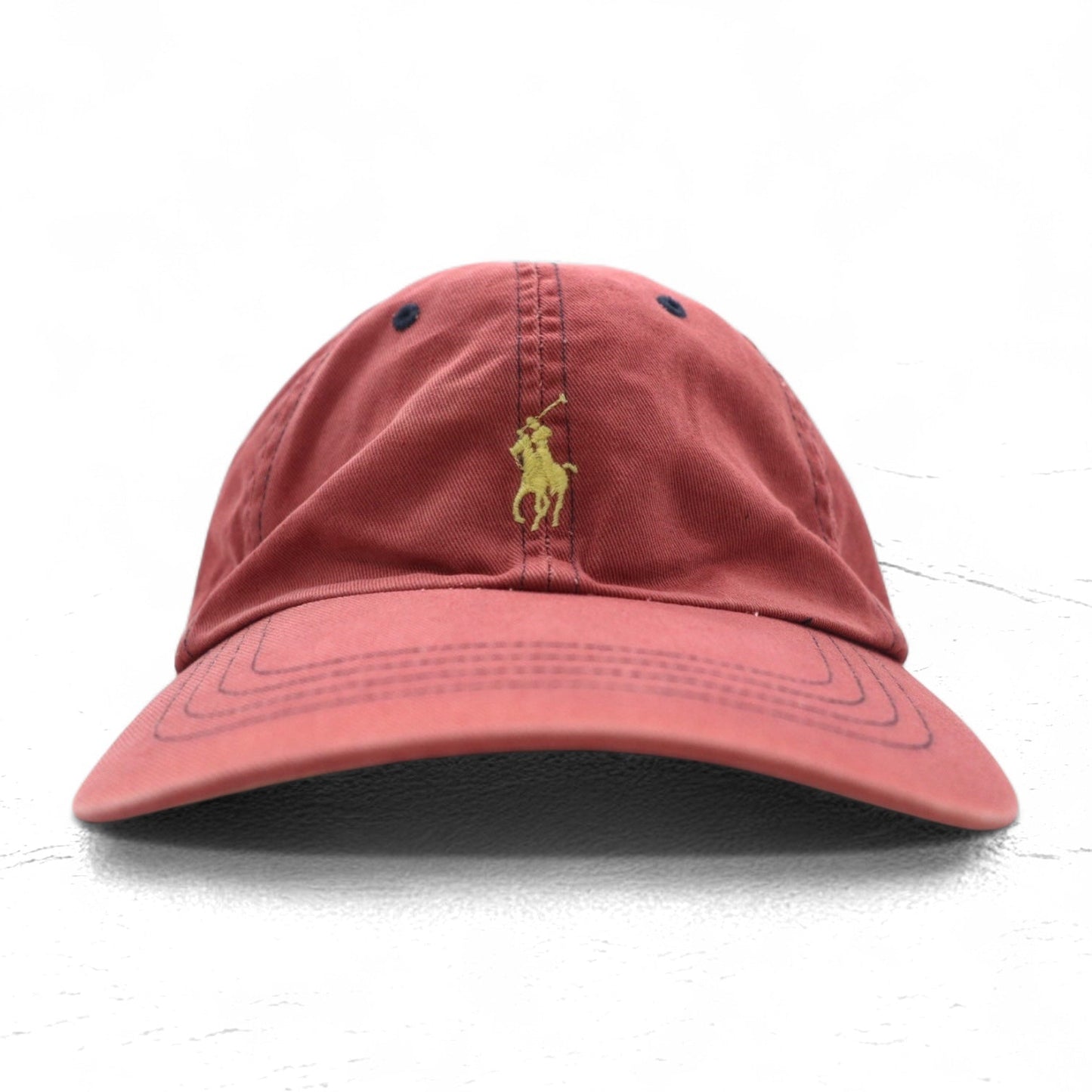 Polo by Ralph Lauren ユーズドウォッシュ加工  6パネルキャップ FREE ベルト レッド スモールポニー刺繍