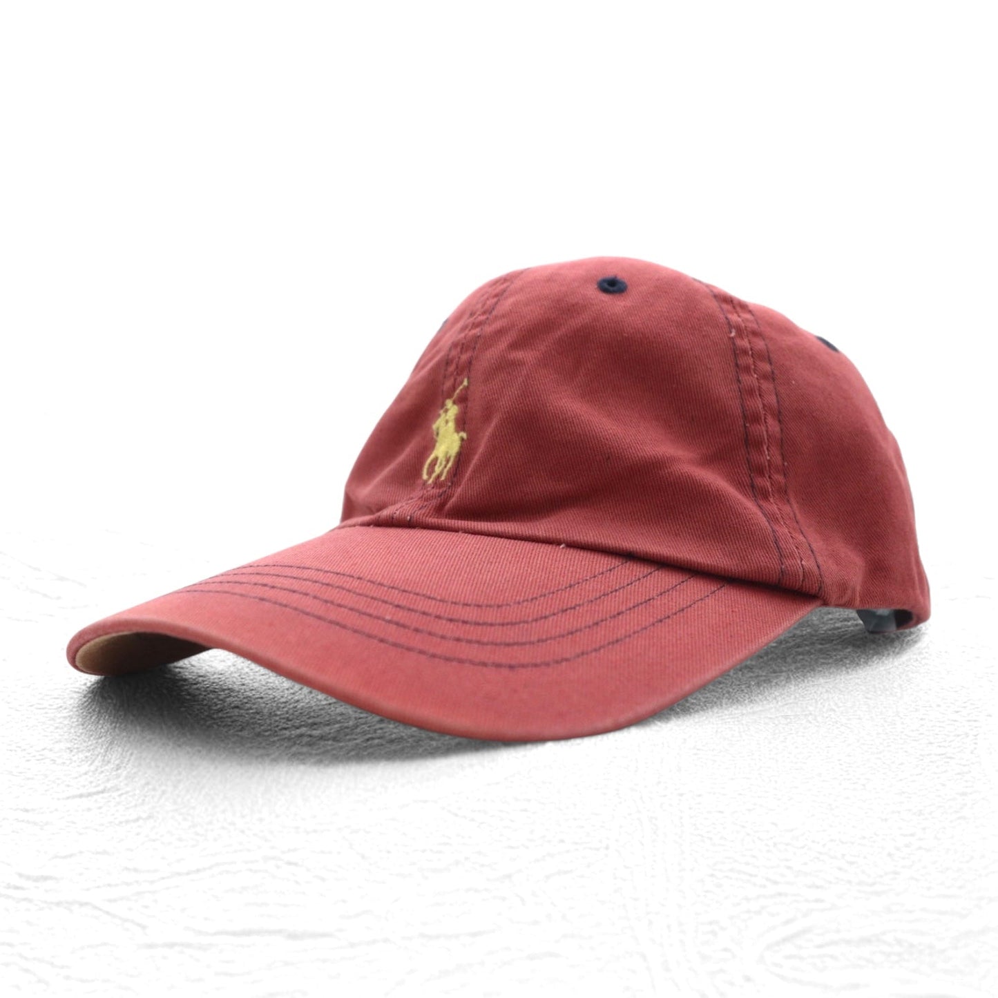 Polo by Ralph Lauren ユーズドウォッシュ加工  6パネルキャップ FREE ベルト レッド スモールポニー刺繍