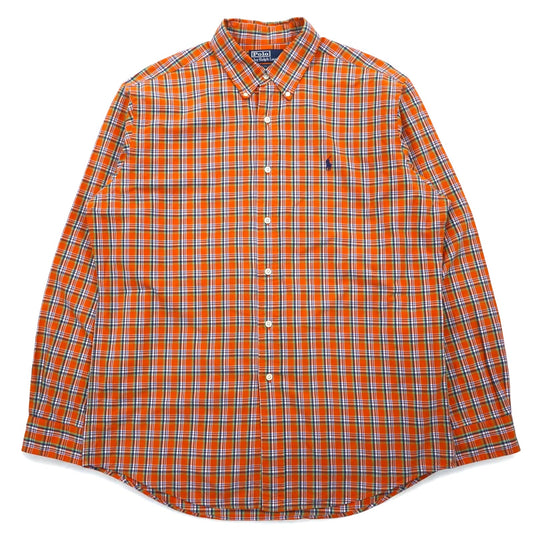 Polo by Ralph Lauren 90年代 ELLINGTON ビッグサイズ ボタンダウンシャツ L オレンジ スモールポニー刺繍