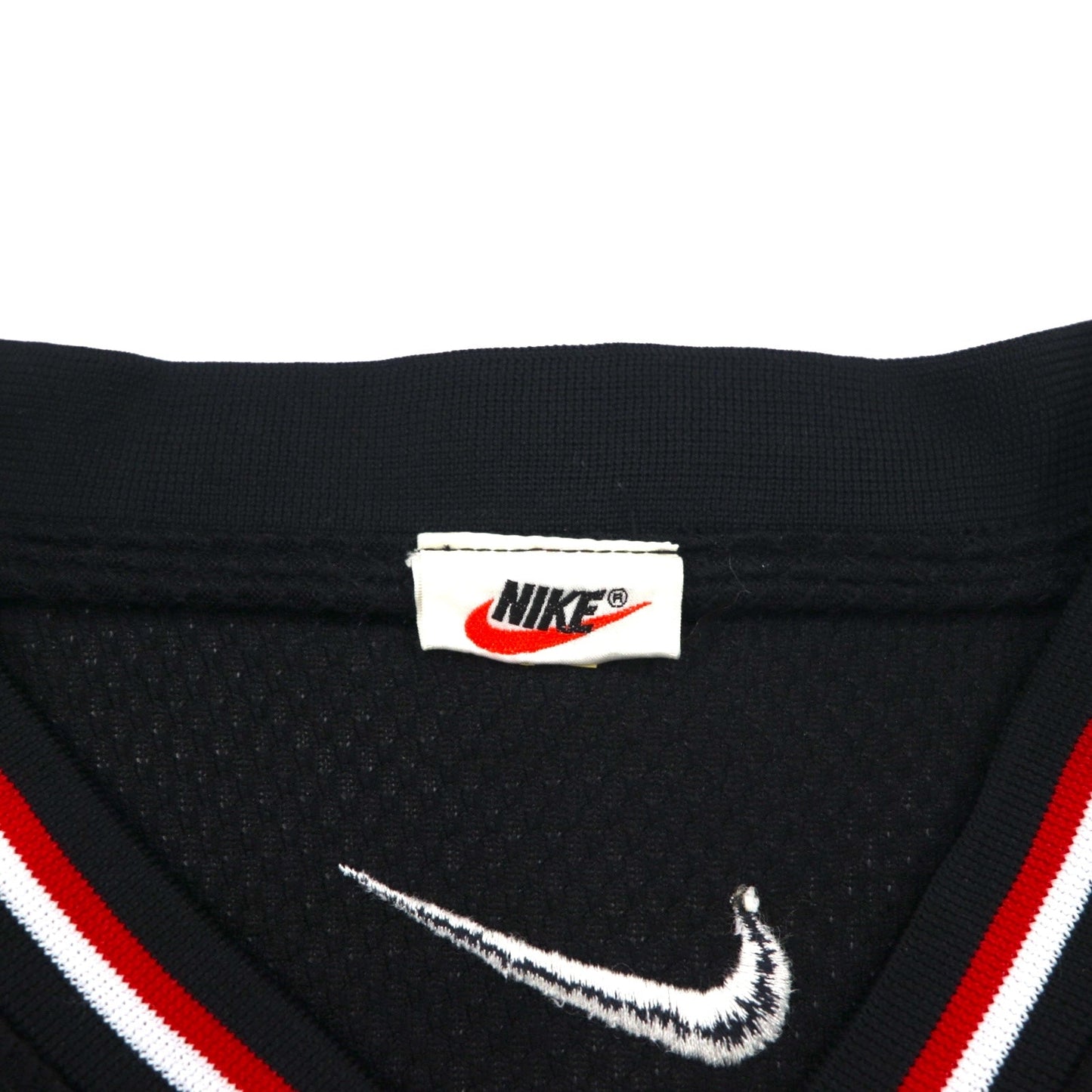 NIKE 90年代 銀タグ スウォッシュ 刺繍 ゲームシャツ Vネック Tシャツ L ブラック ポリエステル