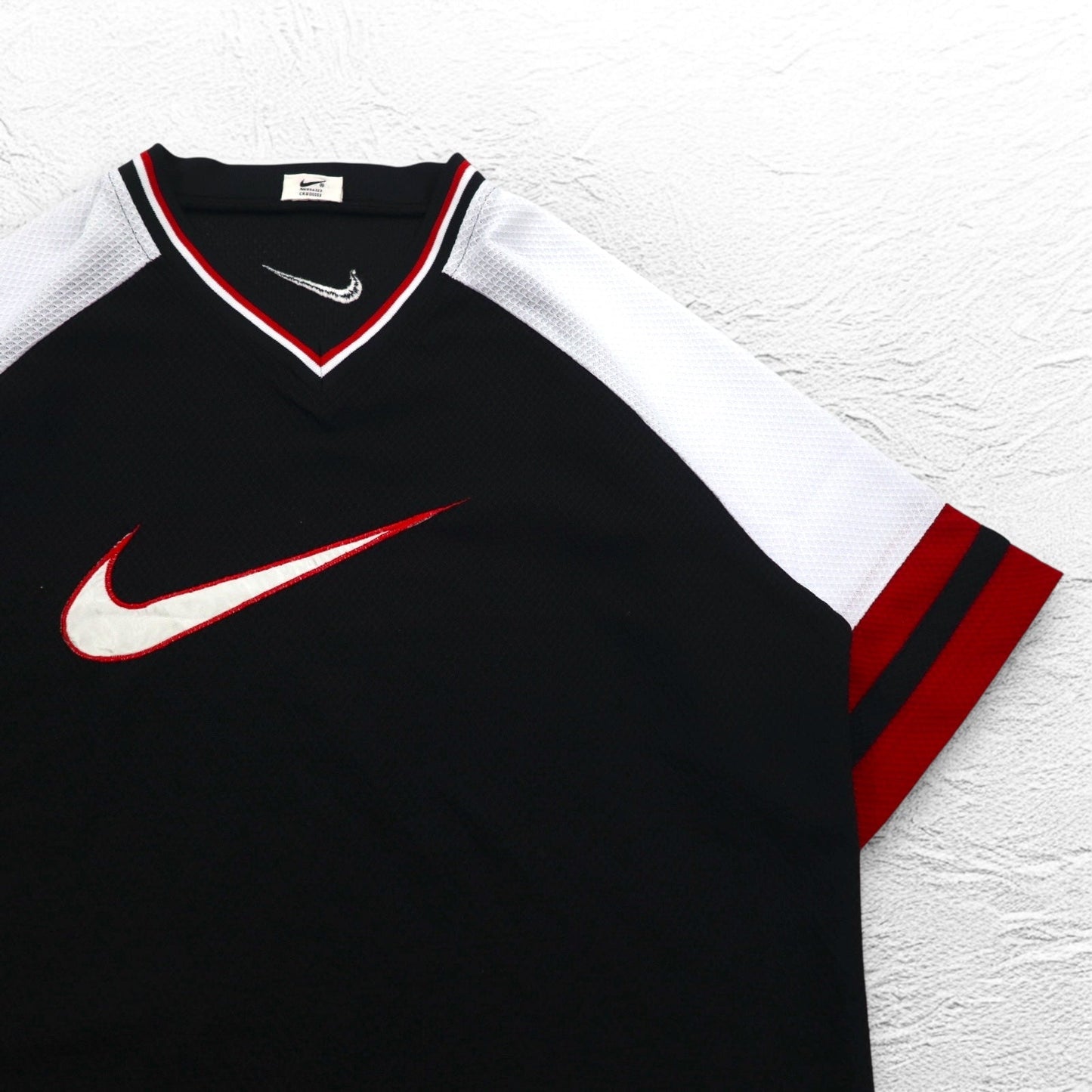 NIKE 90年代 銀タグ スウォッシュ 刺繍 ゲームシャツ Vネック Tシャツ L ブラック ポリエステル