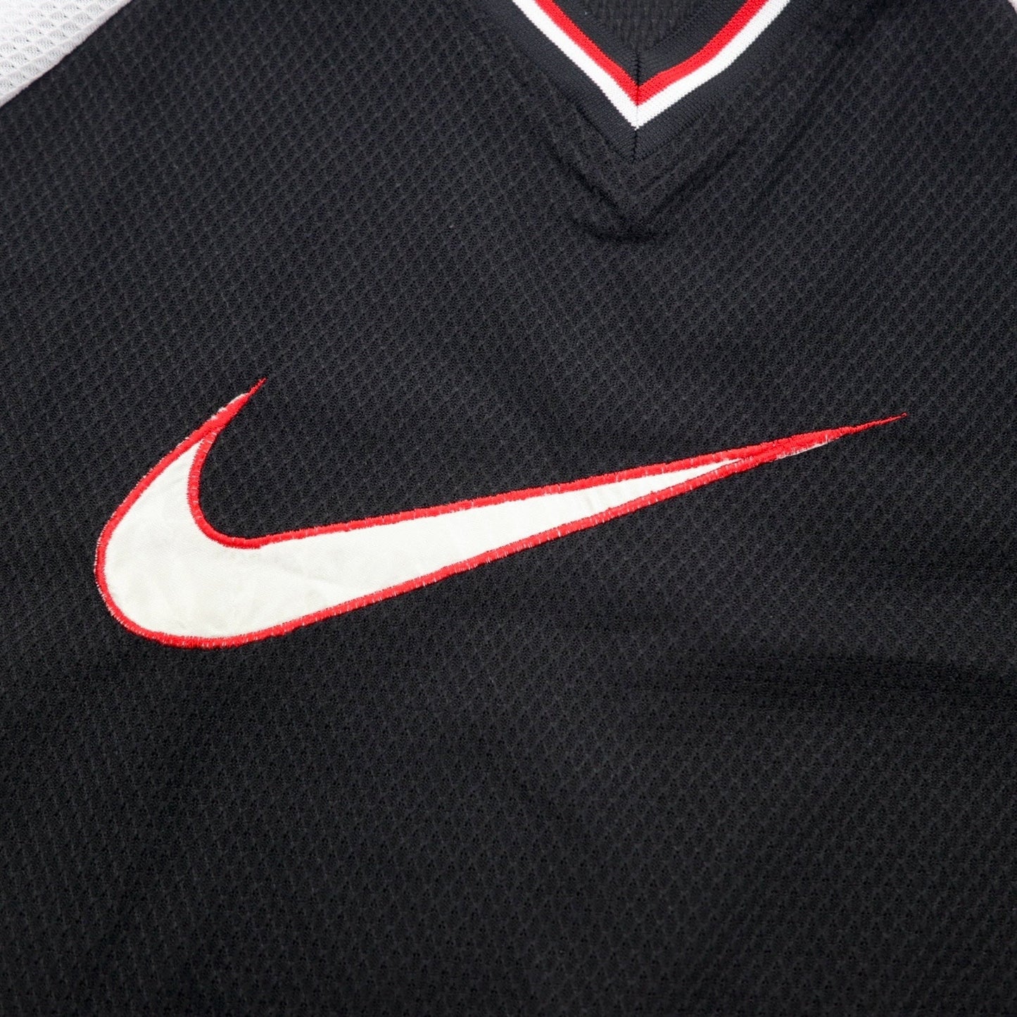 NIKE 90年代 銀タグ スウォッシュ 刺繍 ゲームシャツ Vネック Tシャツ L ブラック ポリエステル