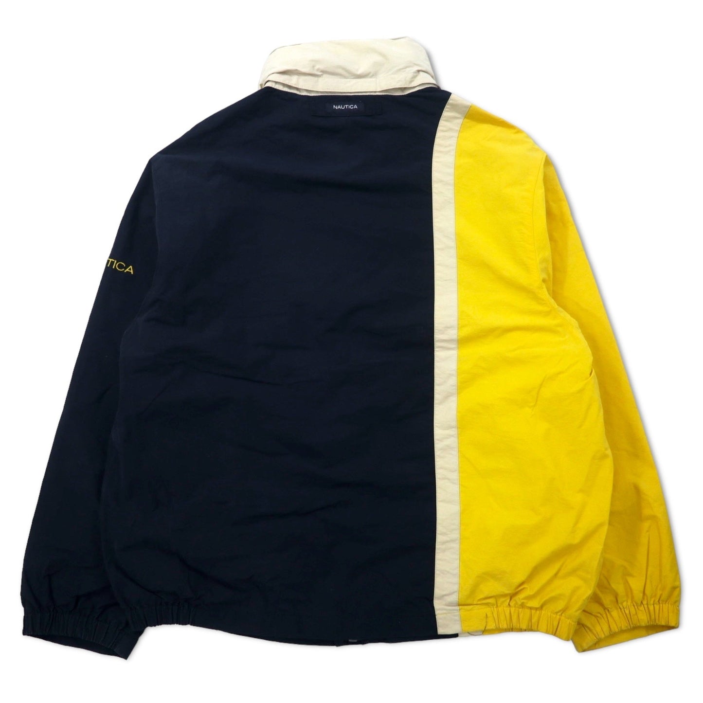 NAUTICA 00年代 セーリングジャケット XXL ネイビー イエロー コットン ナイロン フード収納式 ビッグサイズ