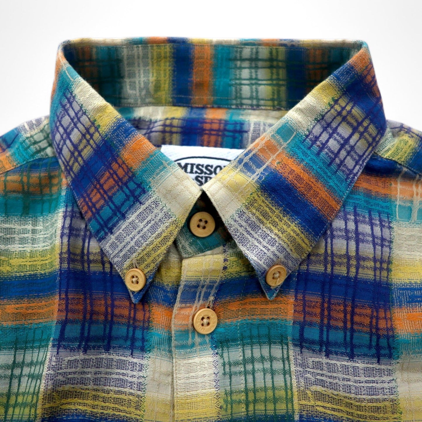MISSONI SPORT 90年代 ボタンダウンシャツ L グリーン イエロー チェック コットン ビッグサイズ