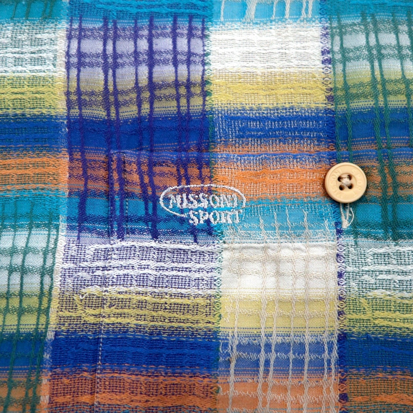 MISSONI SPORT 90年代 ボタンダウンシャツ L グリーン イエロー チェック コットン ビッグサイズ