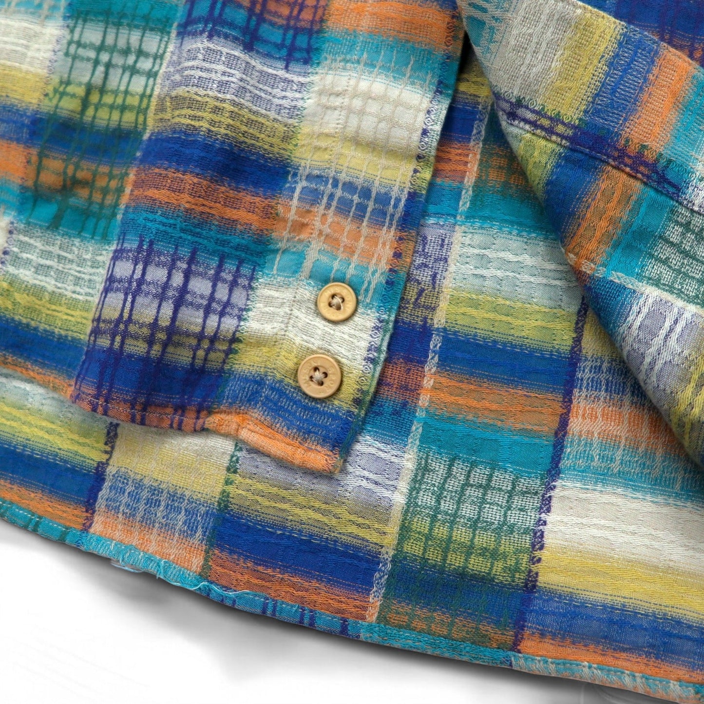 MISSONI SPORT 90年代 ボタンダウンシャツ L グリーン イエロー チェック コットン ビッグサイズ