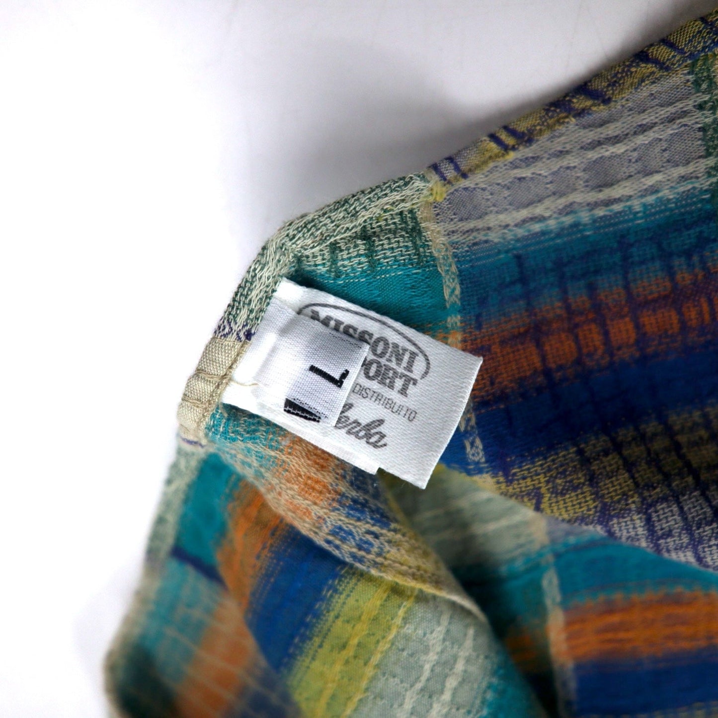MISSONI SPORT 90年代 ボタンダウンシャツ L グリーン イエロー チェック コットン ビッグサイズ