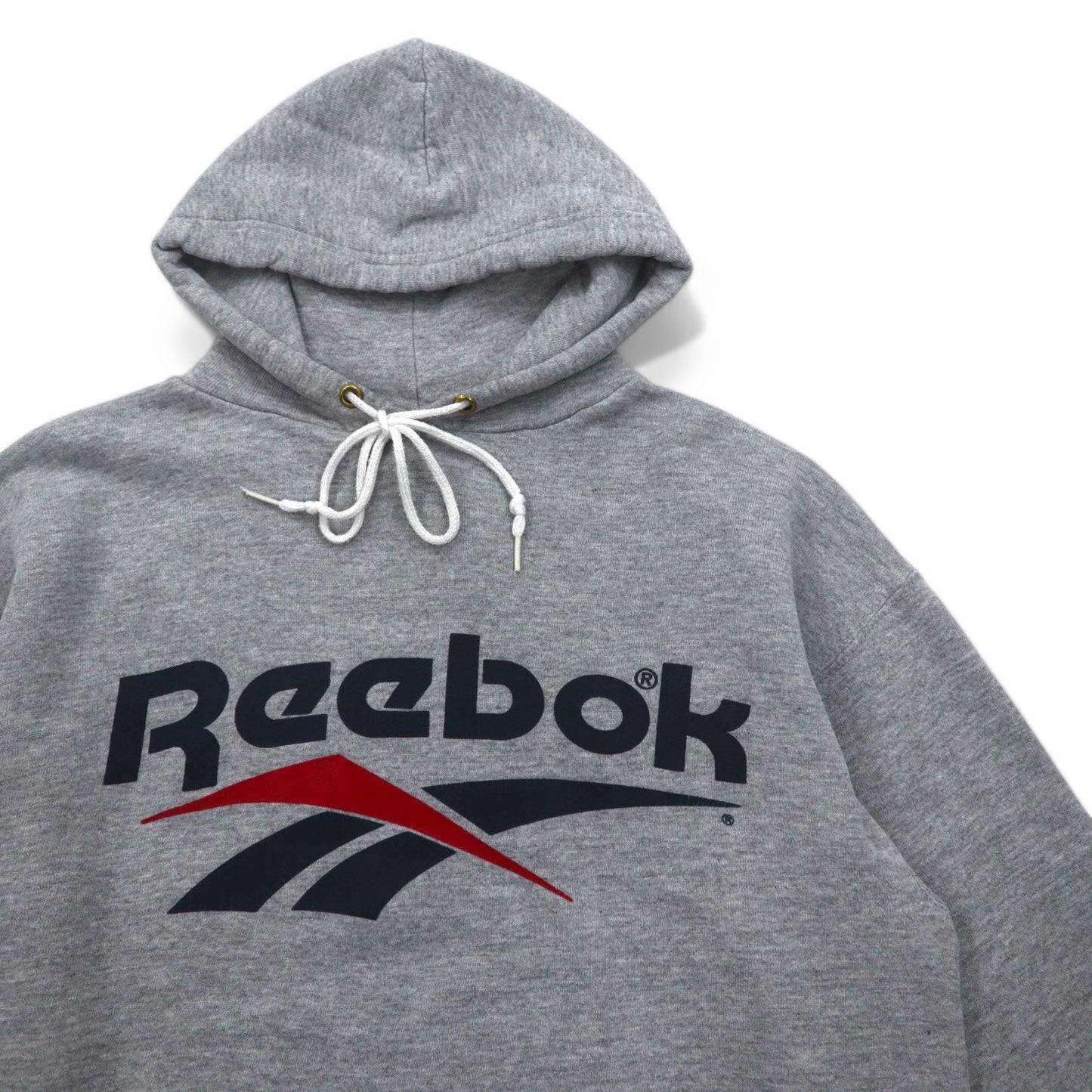 Reebok 90年代 USA製 ベクターロゴ プルオーバー パーカー M グレー コットン
