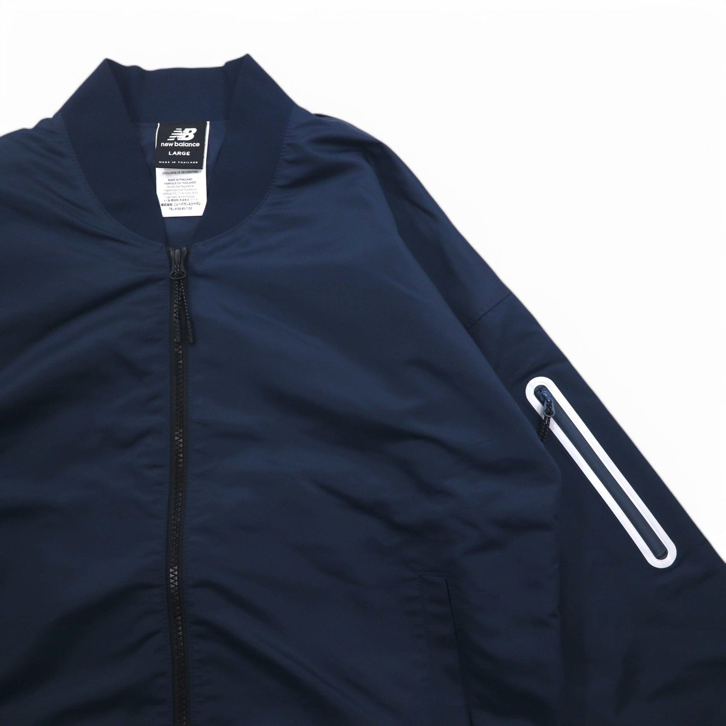 new balance サテン ボンバージャケット フライトジャケット L ネイビー ポリエステル AWJ81501