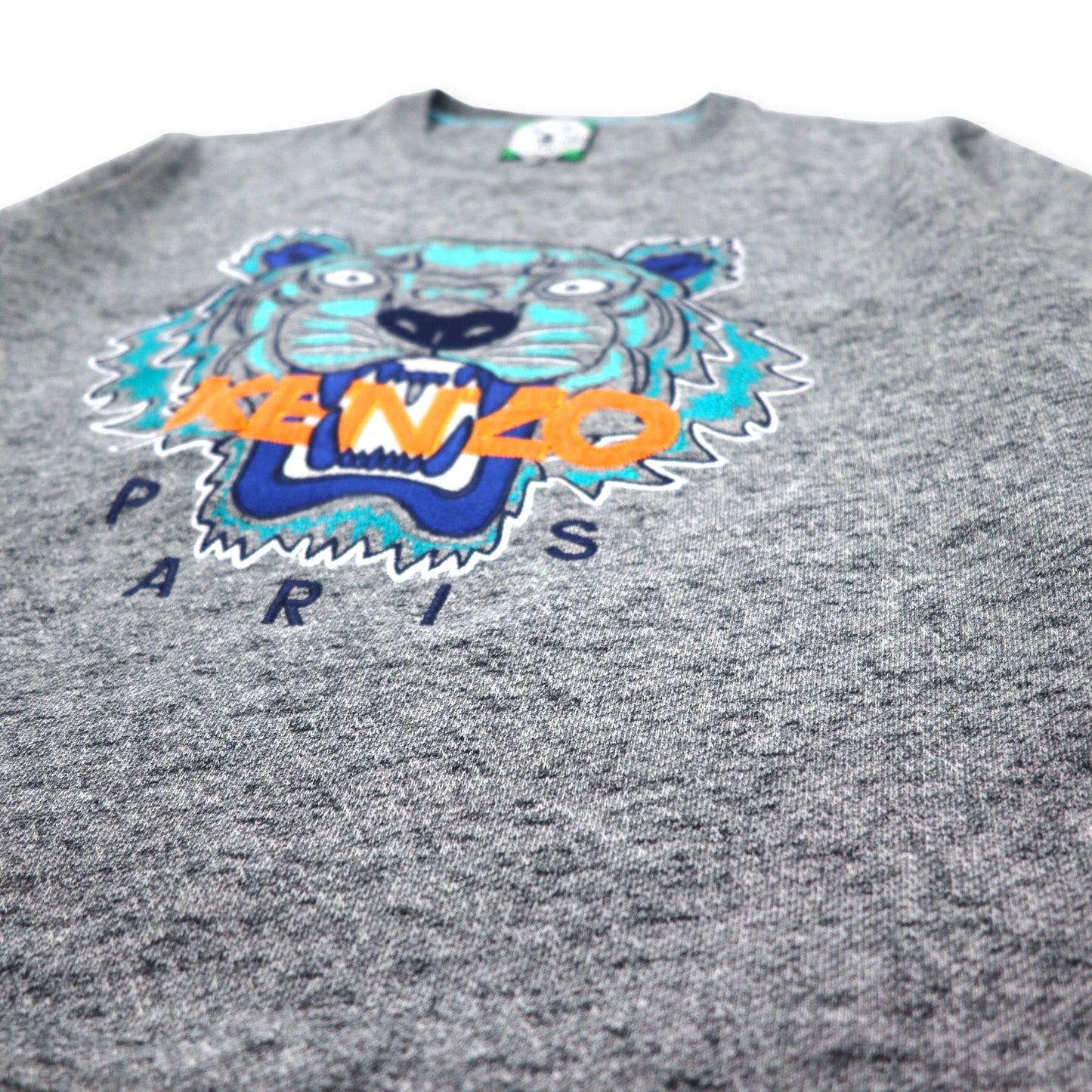 KENZO JUNGLE タイガー スウェットシャツ XL グレー コットン ロゴ刺繍 F55 5SW001 ポルトガル製