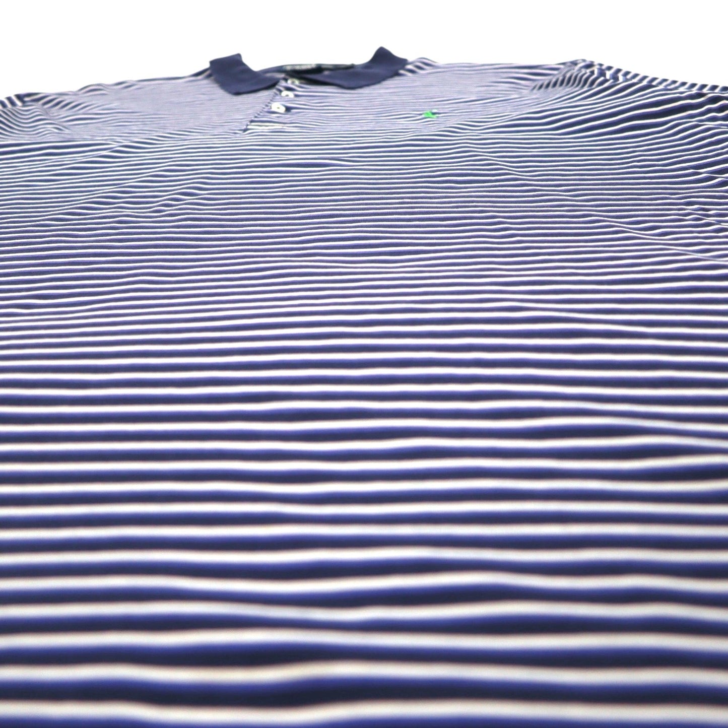 Polo by Ralph Lauren 90年代 ポロシャツ XL ビッグサイズ ネイビー ボーダー ピマコットン GOLF FIT スモールポニー刺繍 ペルー製
