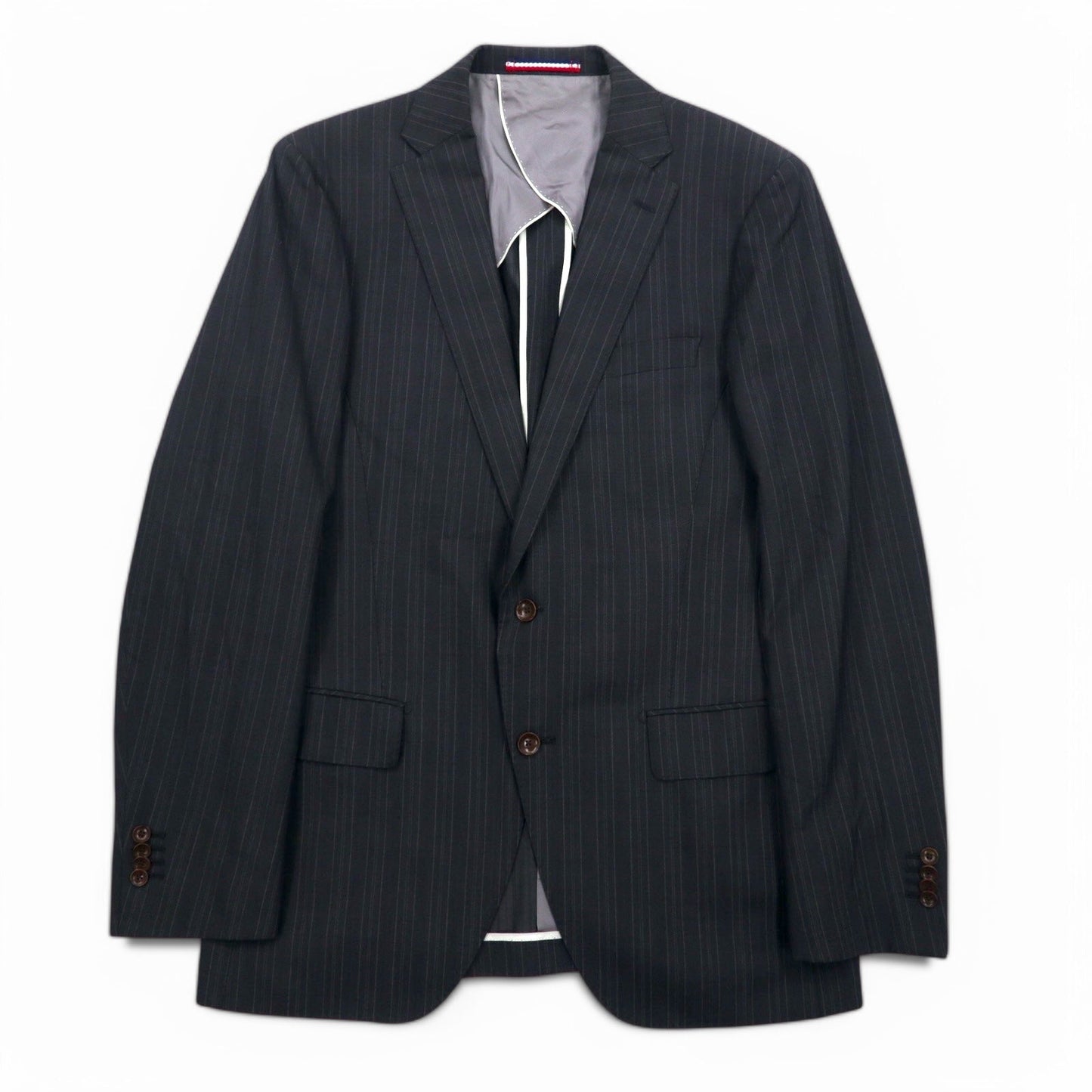 PERSON'S FOR MEN 2B スーツ セットアップ XL グレー ストライプ ウール