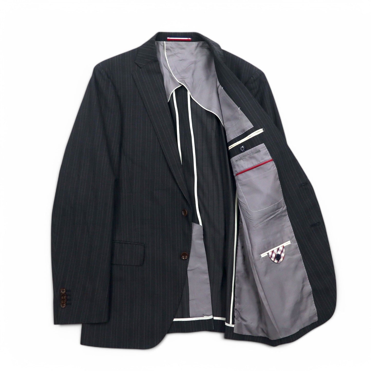 PERSON'S FOR MEN 2B スーツ セットアップ XL グレー ストライプ ウール