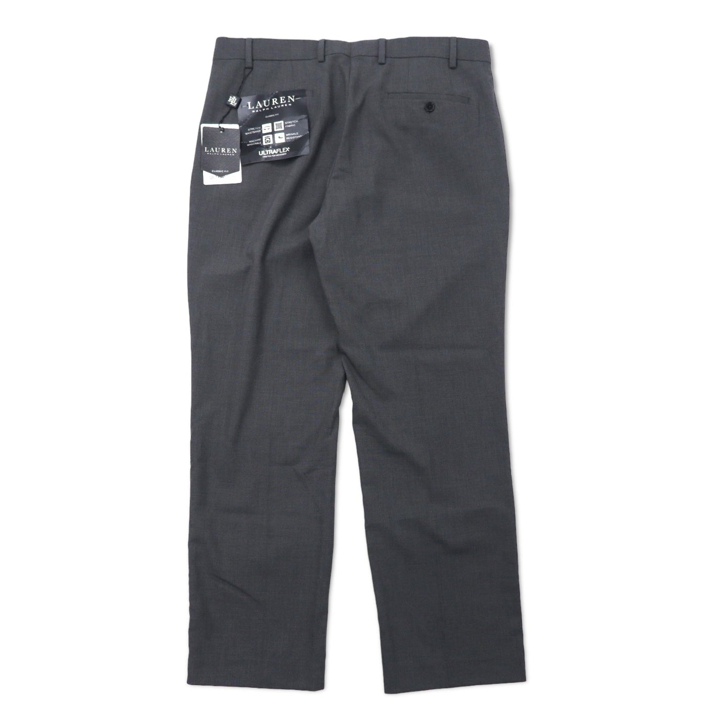 LAUREN RALPH LAUREN クラシックフィット スラックスパンツ 36W グレー ポリエステル ストレッチ ULTRA FLEX 形態安定 未使用品