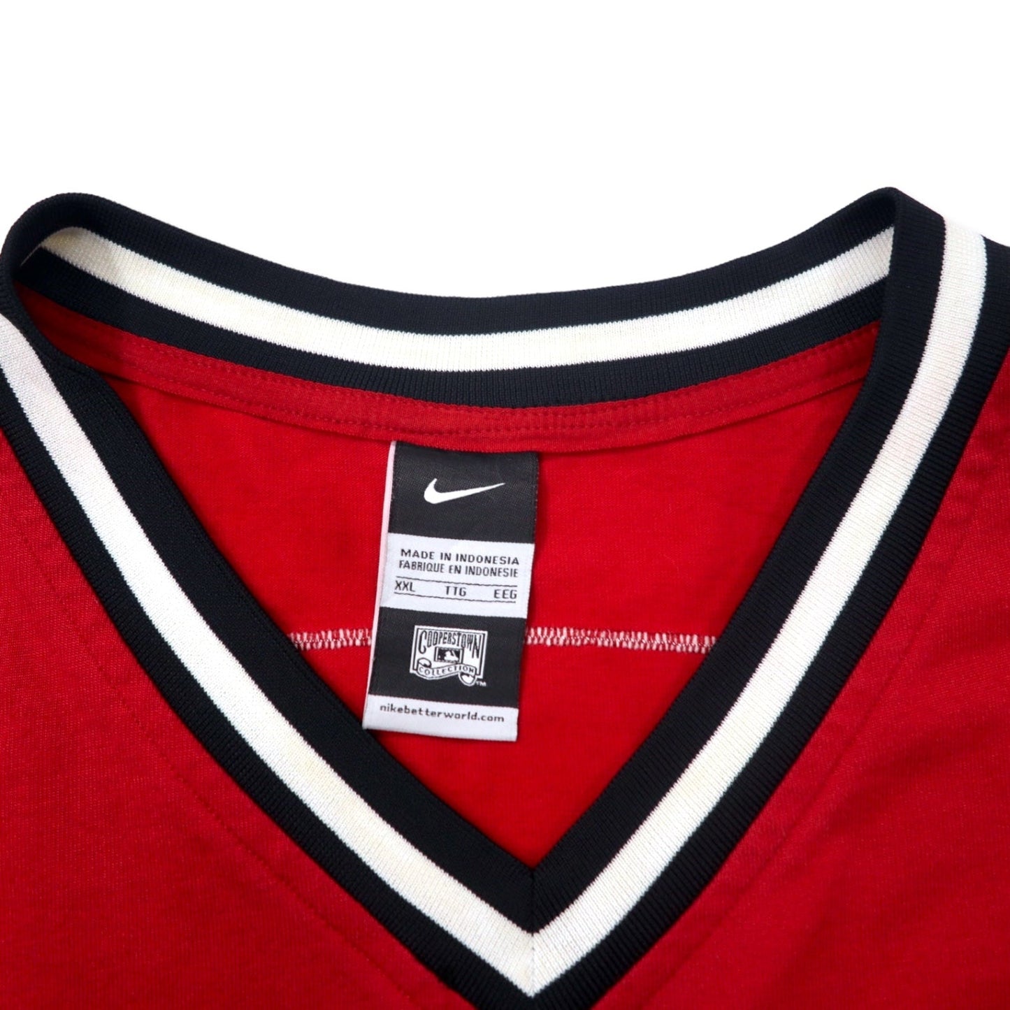 NIKE ゲームシャツ ベースボールシャツ XXL レッド コットン ポリエステル COOPERSTOWN COLLECTION ナンバリング MLB CINCINNATI REDS ビッグサイズ