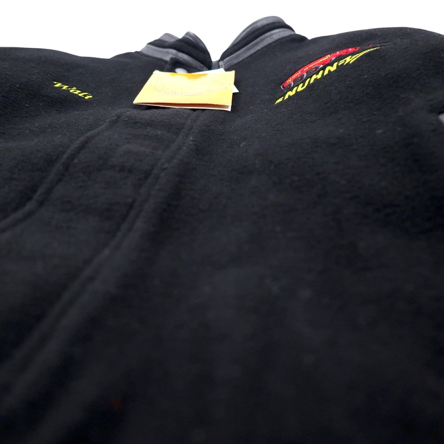 CANADA SPORTSWEAR 袖レザー スタジャン L ブラック ウール 牛革 NUHN 刺繍 未使用品