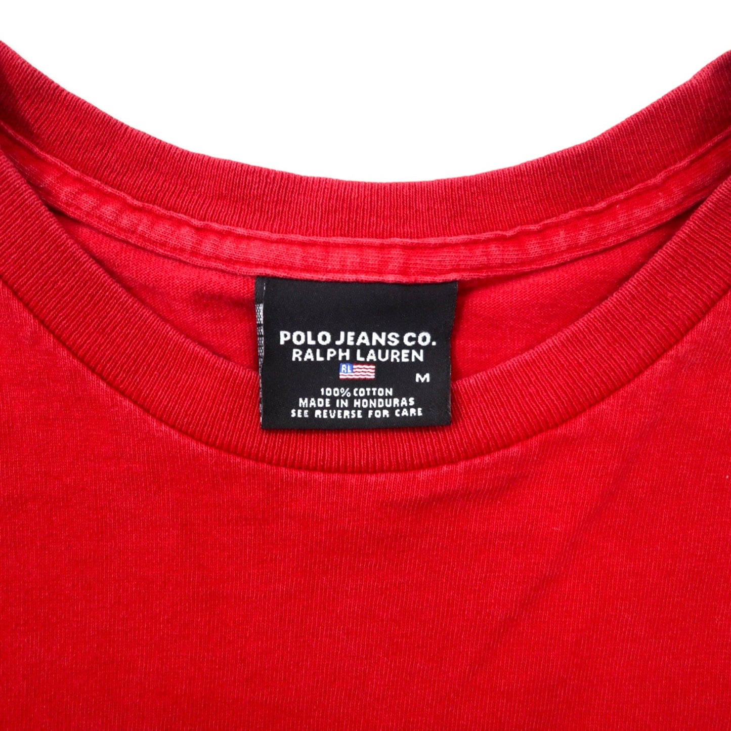 POLO JEANS CO. RALPH LAUREN ロゴプリント ロングスリーブ Tシャツ ロンT M レッド コットン 袖ロゴ