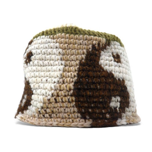 Y.A.R.N. ニット帽 ビーニー FREE ベージュ 総柄 陰陽 Yinyang Handmade Summer Knit Beanie