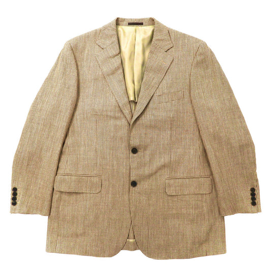 BURBERRY 2Bテーラードジャケット 180 AB7 ベージュ 千鳥格子 ウール シルク混 日本製