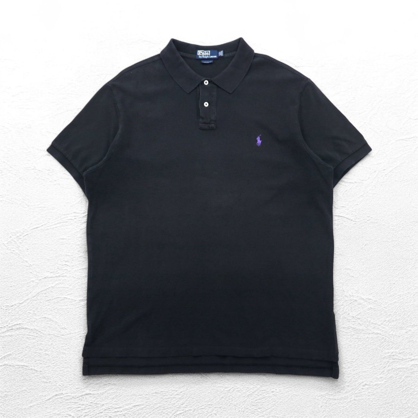 Polo by Ralph Lauren 90年代 CUSTOM FIT ポロシャツ 2XL ブラック 鹿の子 スモールポニー刺繍