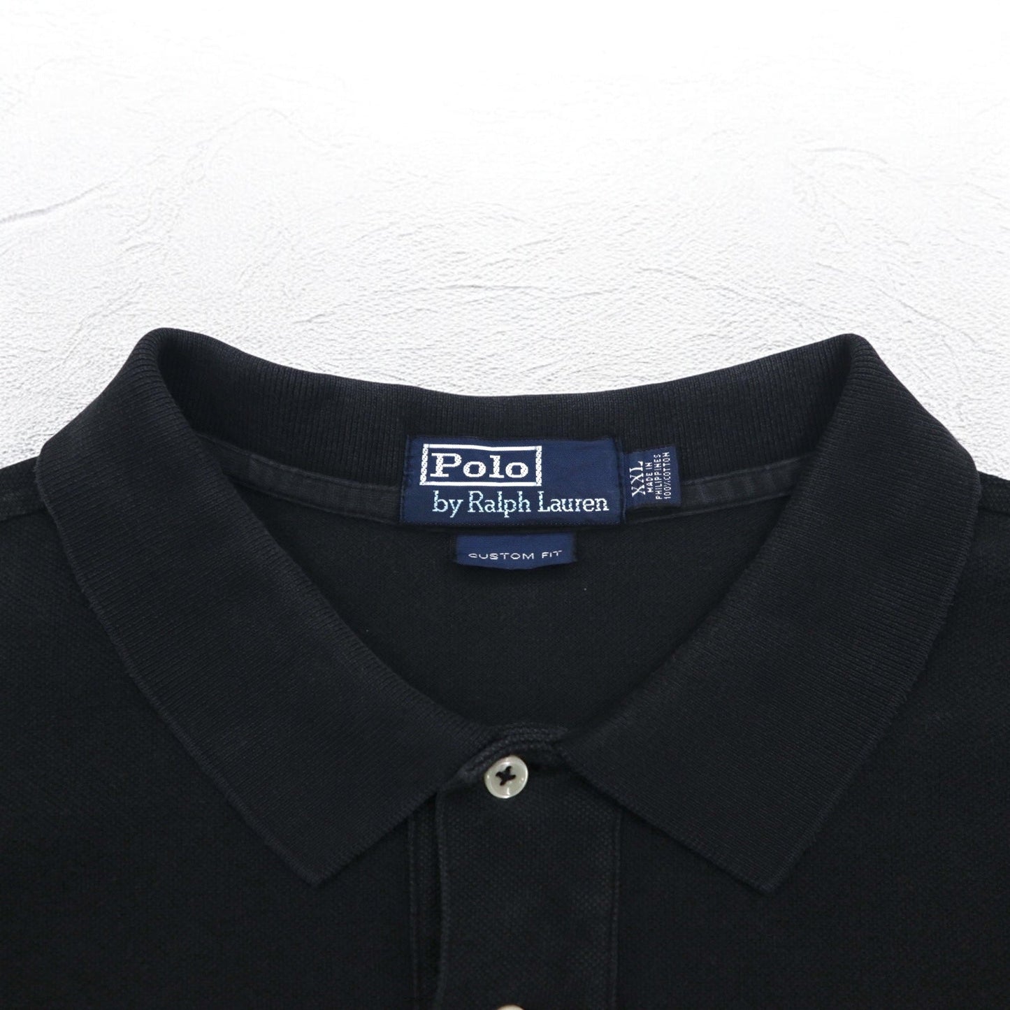 Polo by Ralph Lauren 90年代 CUSTOM FIT ポロシャツ 2XL ブラック 鹿の子 スモールポニー刺繍