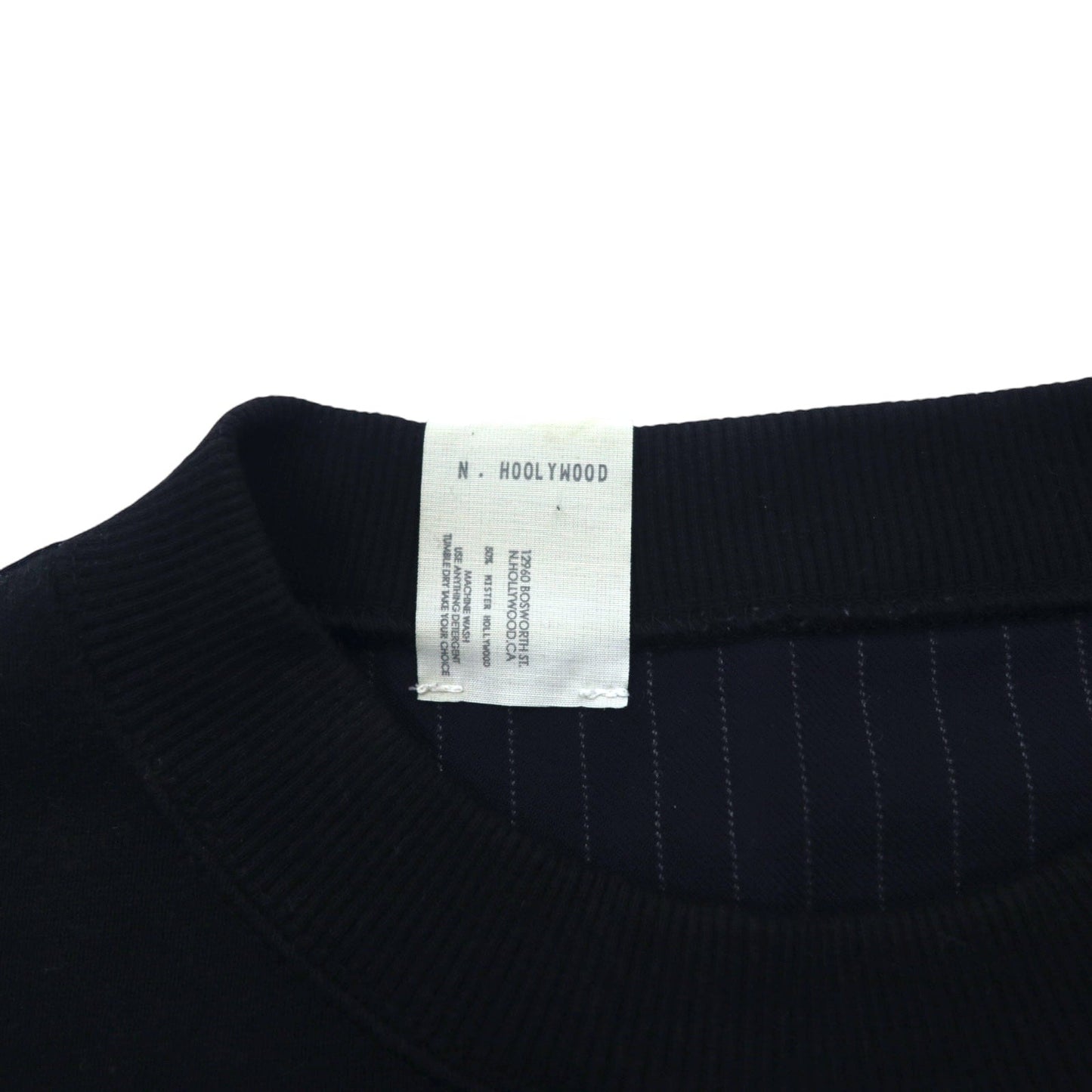N.HOOLYWOOD オーバーサイズ ロングスリーブ Tシャツ S ブラック ネイビー 前後切り替えデザイン ストライプ 1202-CS14-031 日本製