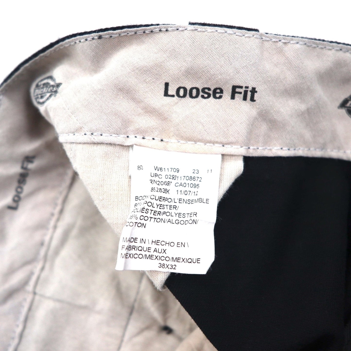 Dickies ルーズフィット ダブルニー ワークパンツ チノパンツ XL ブラック LOOSE FIT 85283BK メキシコ製