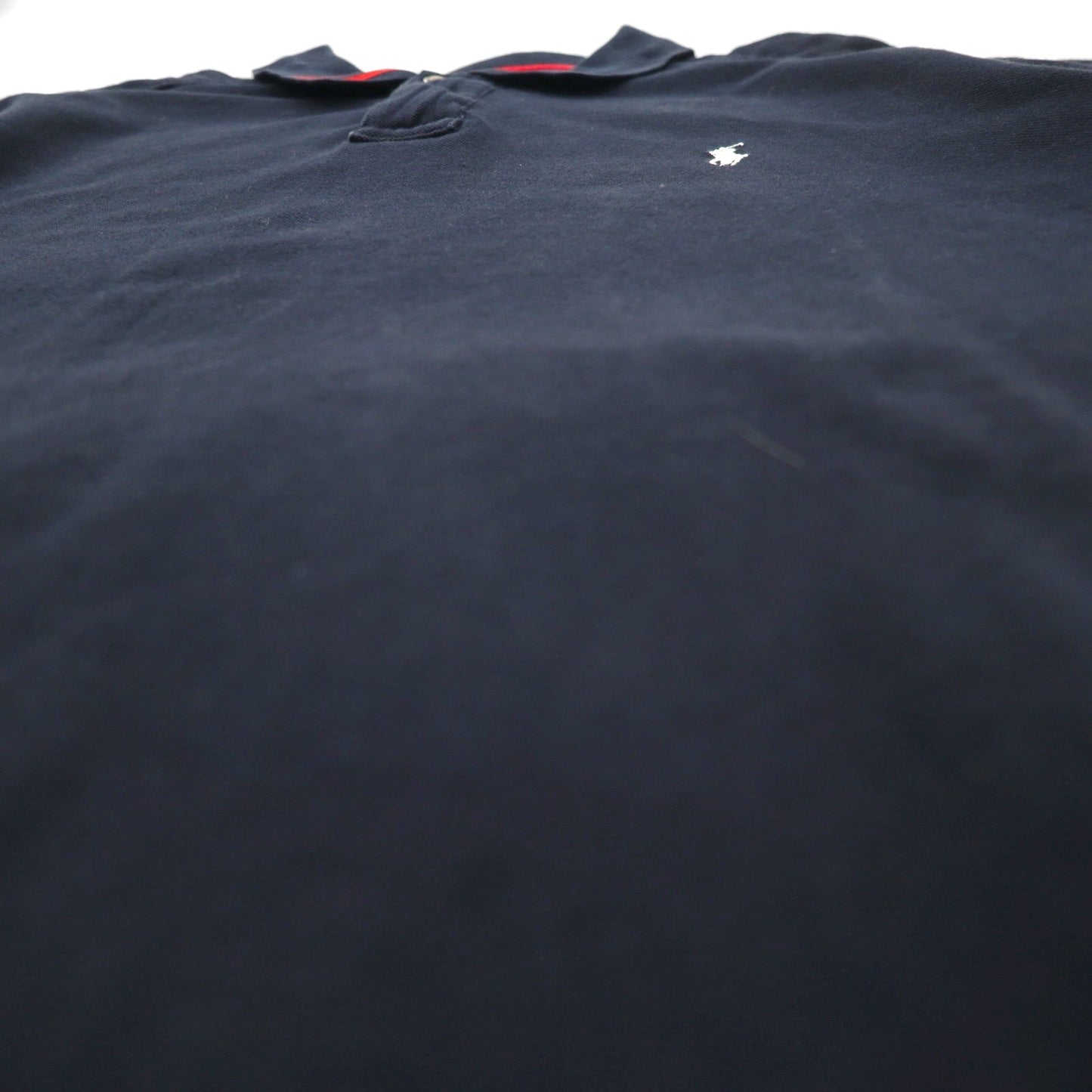 POLO RALPH LAUREN ポロシャツ XL ネイビー レッド コットン 鹿の子 ハーフジップ スナップボタン スモールポニー刺繍
