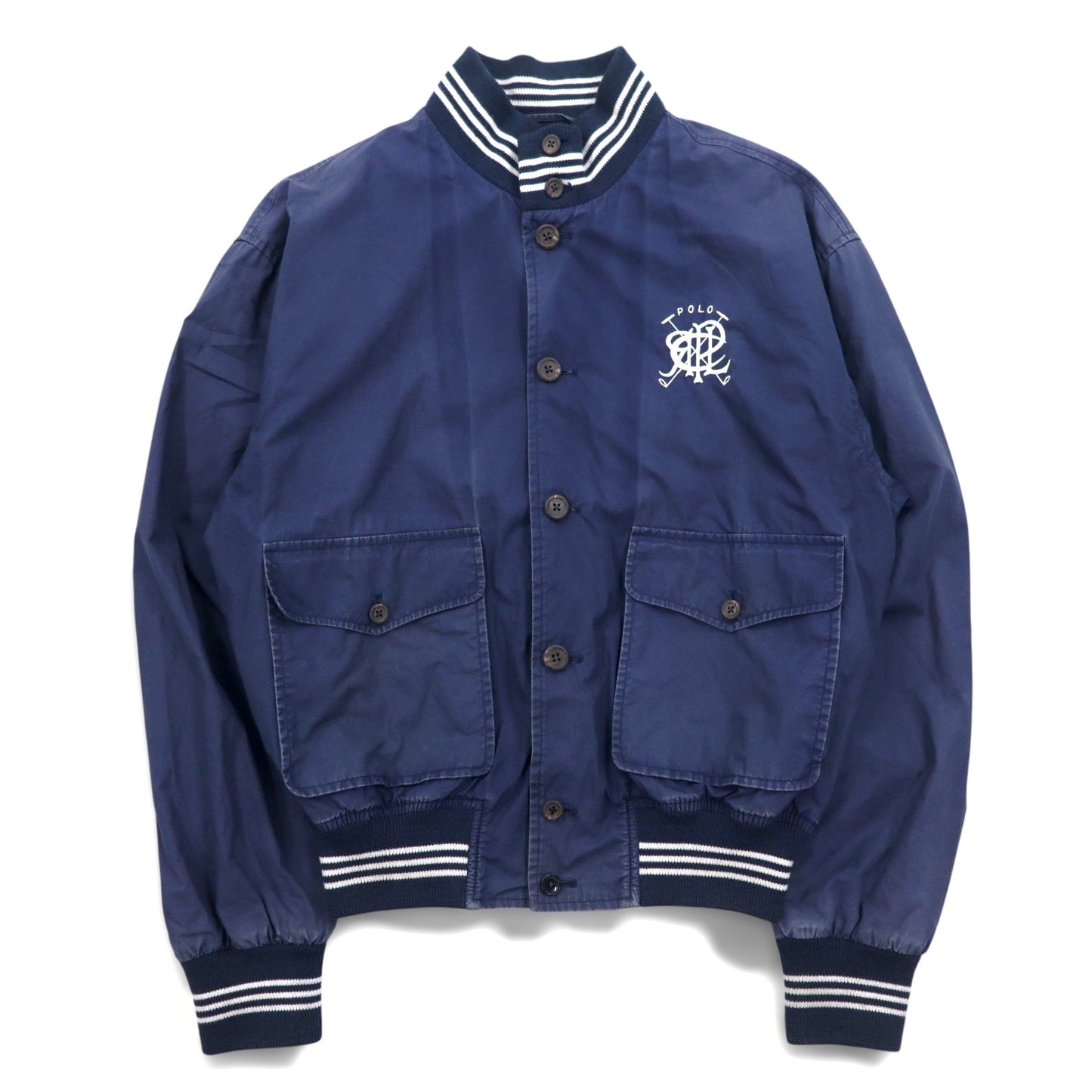 Polo by Ralph Lauren 90年代 ボタスタ スポーツジャケット S ネイビー エンブレムロゴ刺繍