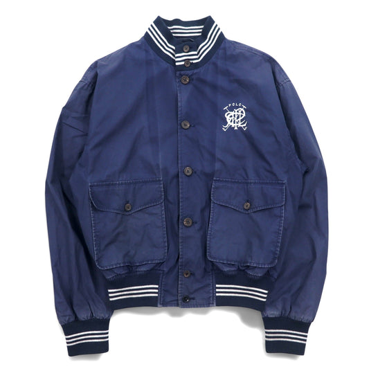 Polo by Ralph Lauren 90年代 ボタスタ スポーツジャケット S ネイビー エンブレムロゴ刺繍