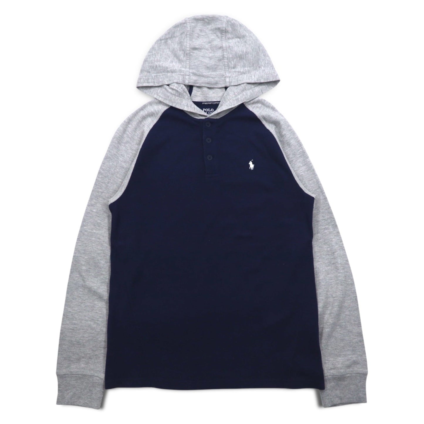 POLO RALPH LAUREN ハーフボタンパーカー XL ネイビー 鹿の子 PERFORMANCE ナンバリング スモールポニー