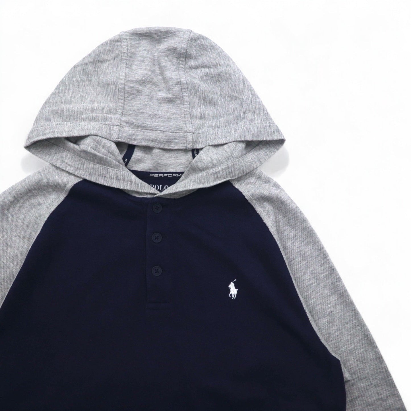 POLO RALPH LAUREN ハーフボタンパーカー XL ネイビー 鹿の子 PERFORMANCE ナンバリング スモールポニー
